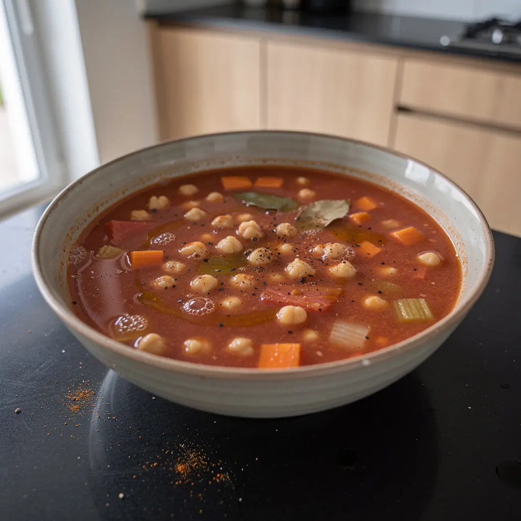 Hiszpańska zupa z pomidorów i ciecierzycy z papryką wędzoną