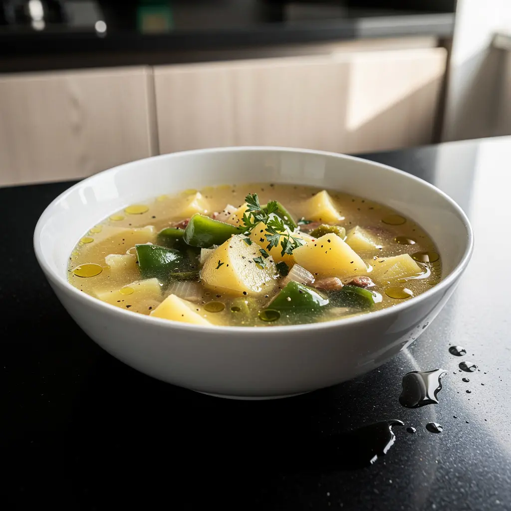 Soupe espagnole au poivron vert et aux pommes de terre