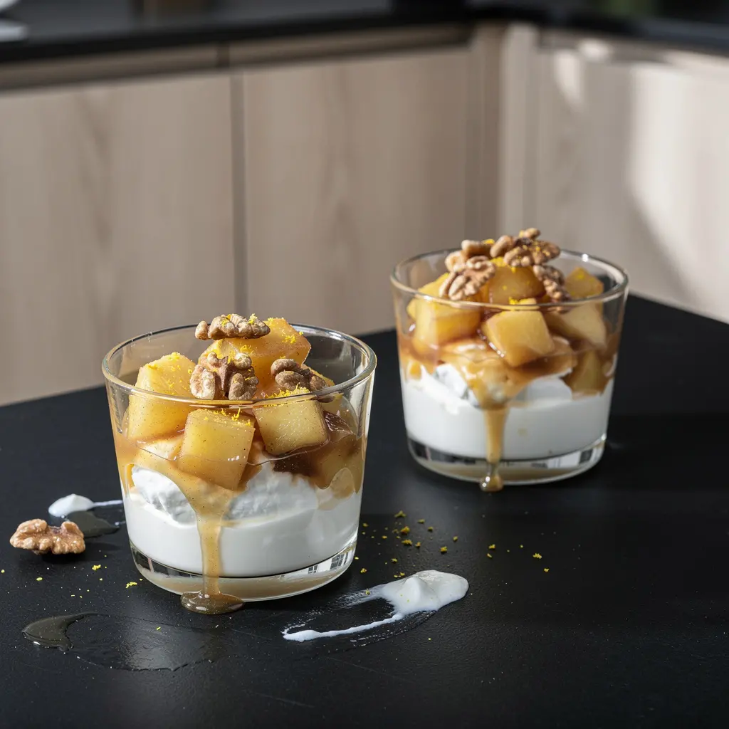 Spanish Yogurt Dessert with Honey and Caramelized Apples