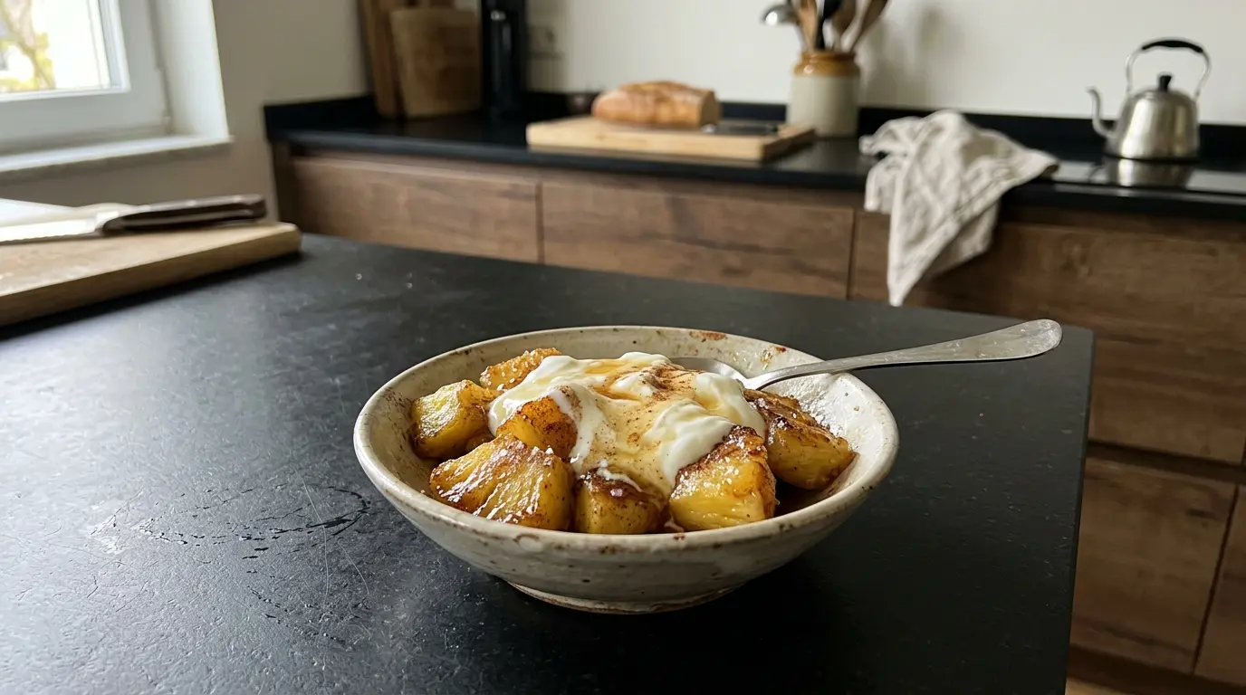 Hiszpański deser z pieczonego ananasa z miodem i cynamonem