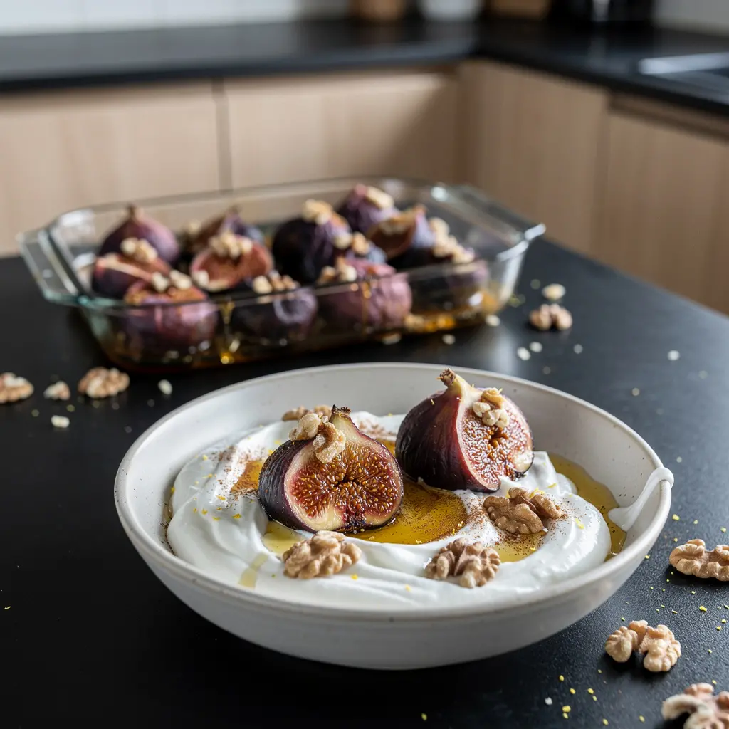 Hiszpański deser z pieczonych fig z miodem i orzechami
