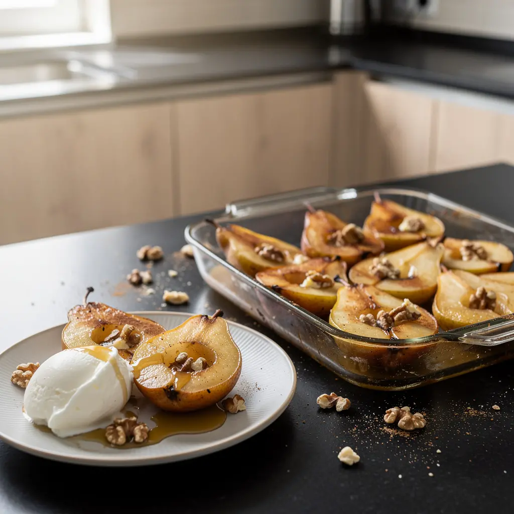 Hiszpański deser z pieczonych gruszek z miodem i cynamonem