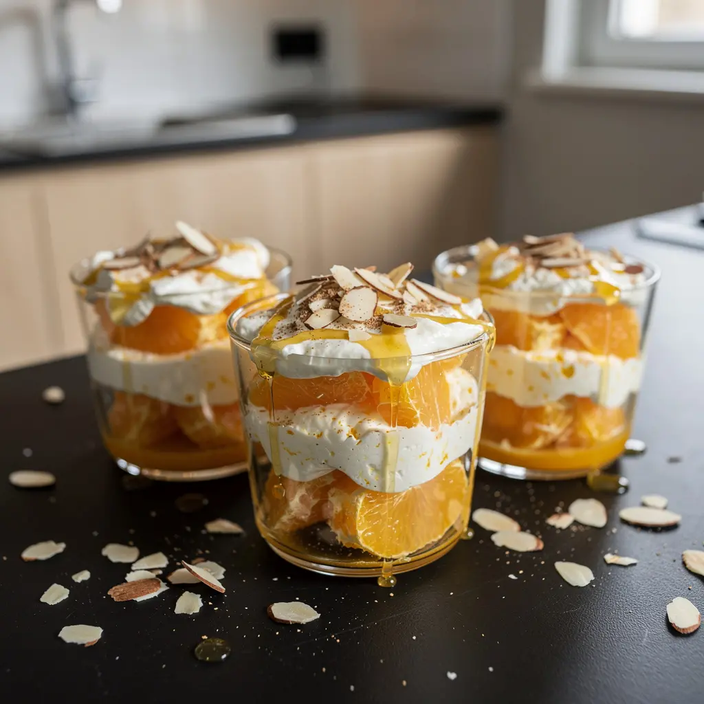 Hiszpański deser z pomarańczy, miodu i jogurtu greckiego