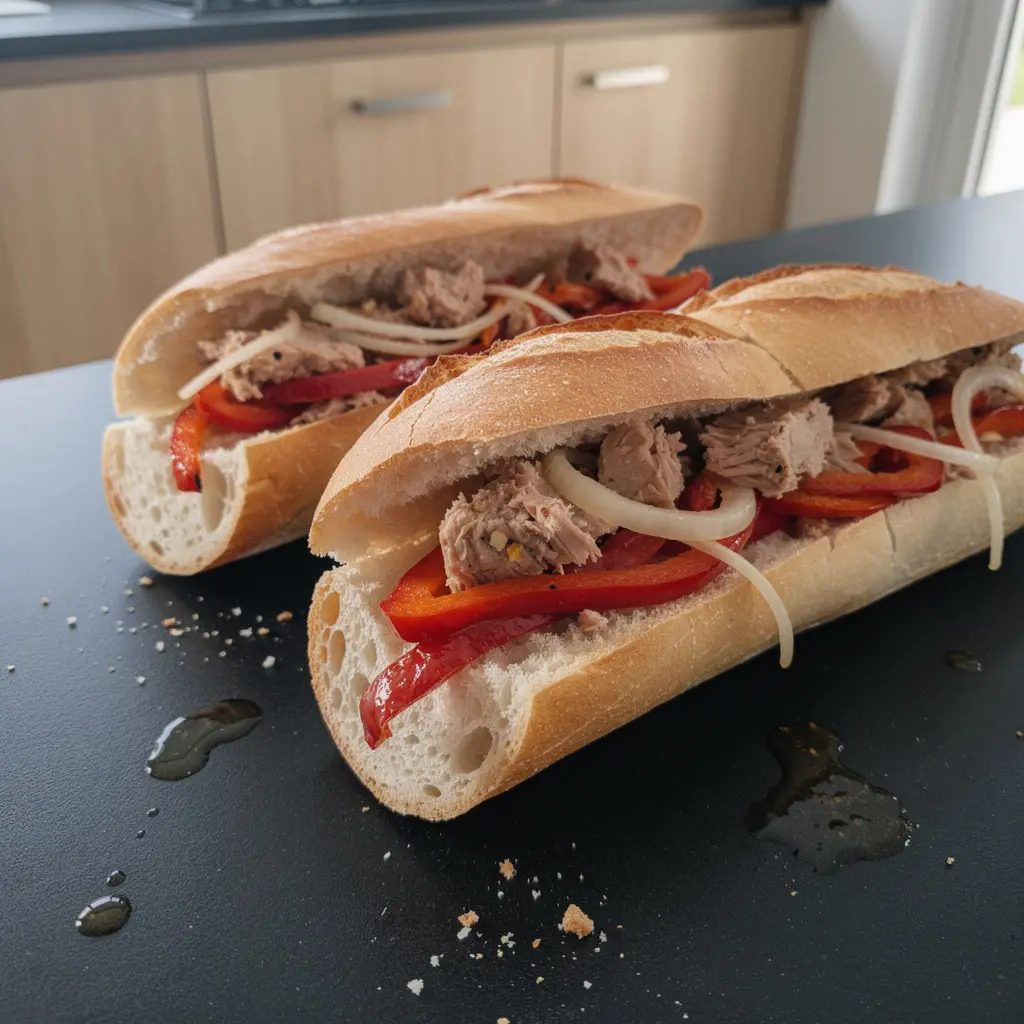 Panini spagnoli bocadillo con peperoni arrostiti e tonno