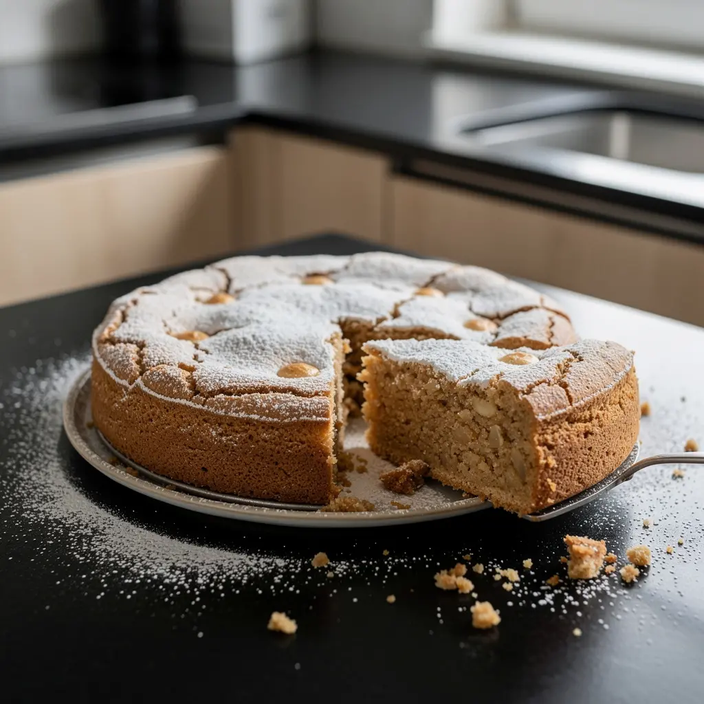 Hiszpańskie migdałowe ciasto Santiago