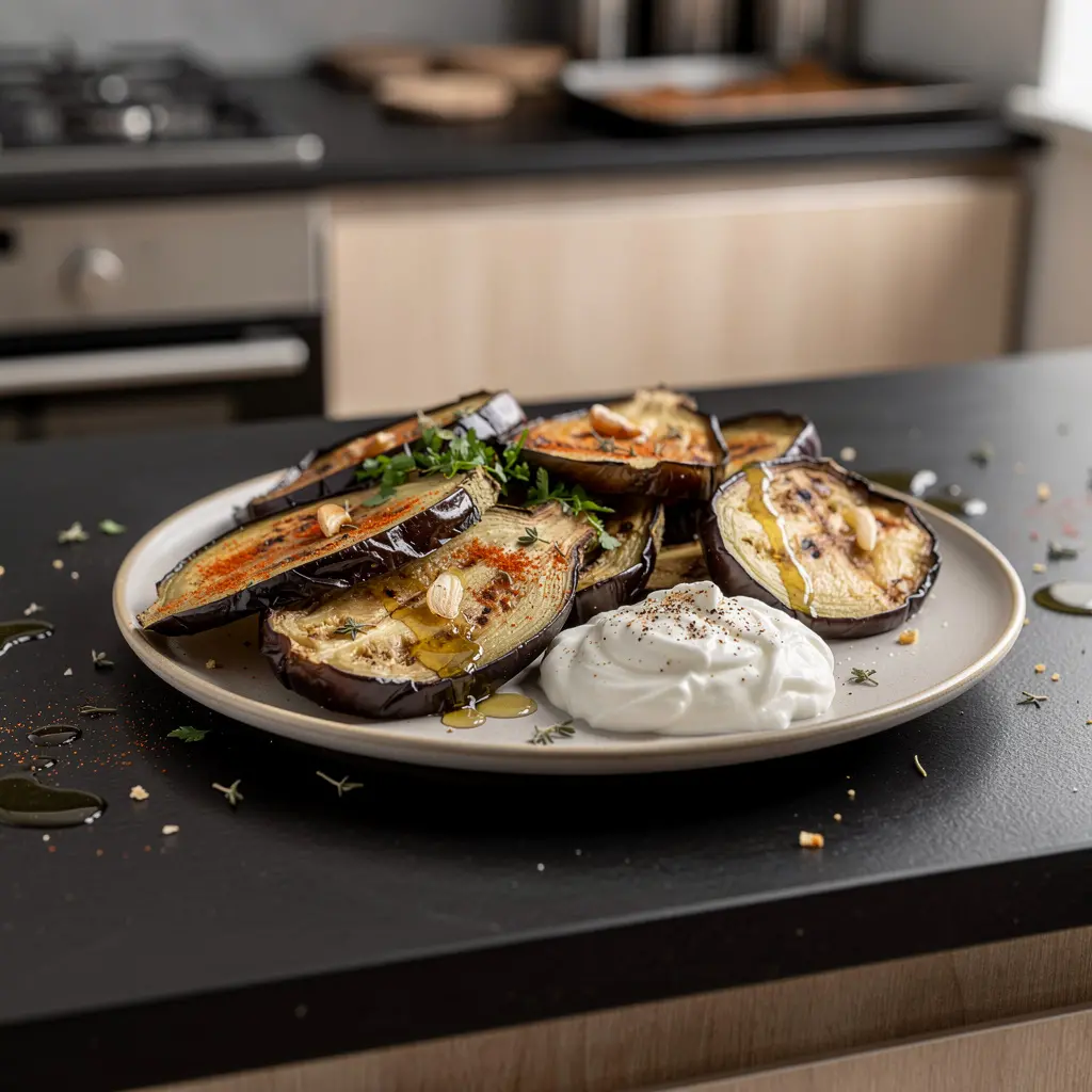 Hiszpańskie pieczone bakłażany z miodem i tymiankiem