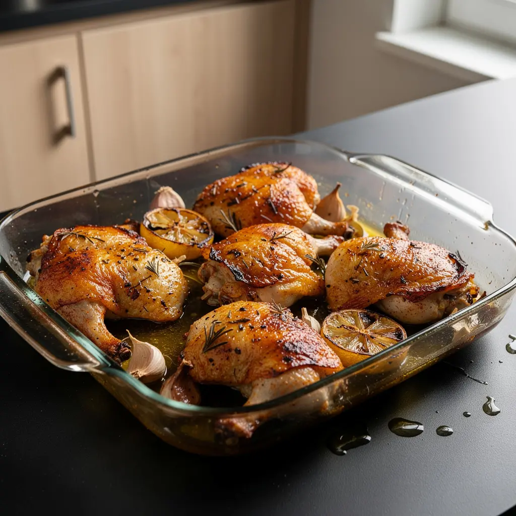 Hiszpańskie pieczone udka kurczaka z cytryną i czosnkiem