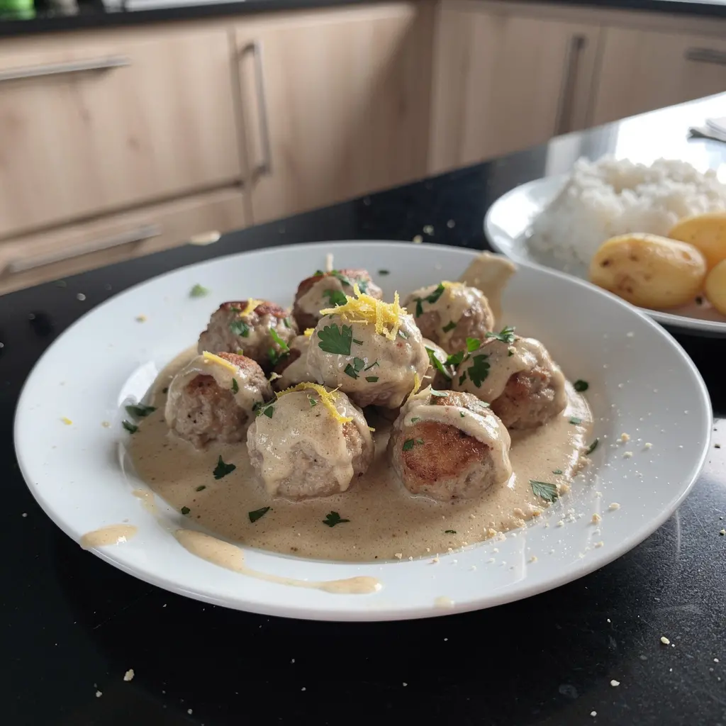 Spanish Turkey Meatballs in Almond-Lemon Sauce