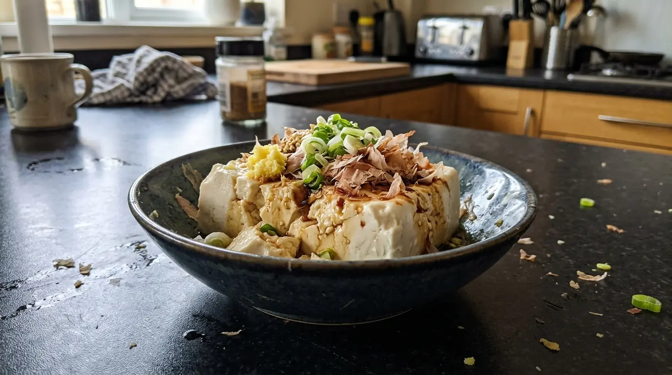 Hiyayakko – chilled tofu with toppings