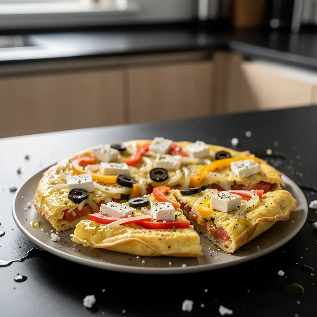 Horiatiki omeleta – grecki omlet z warzywami i fetą