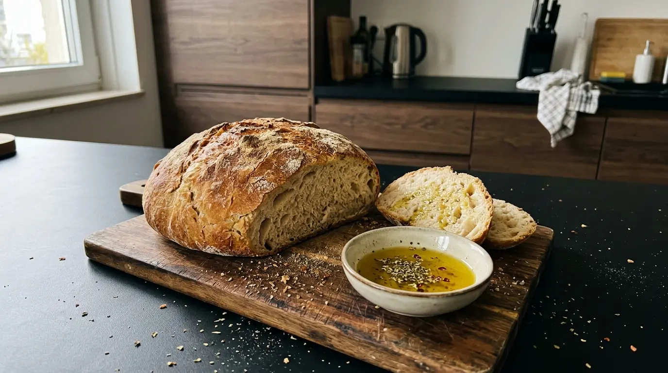 Horiatiko psomi – rustic Greek bread with olive oil