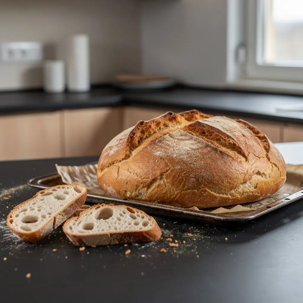 Horiatiko psomi – rustic Greek bread with olive oil