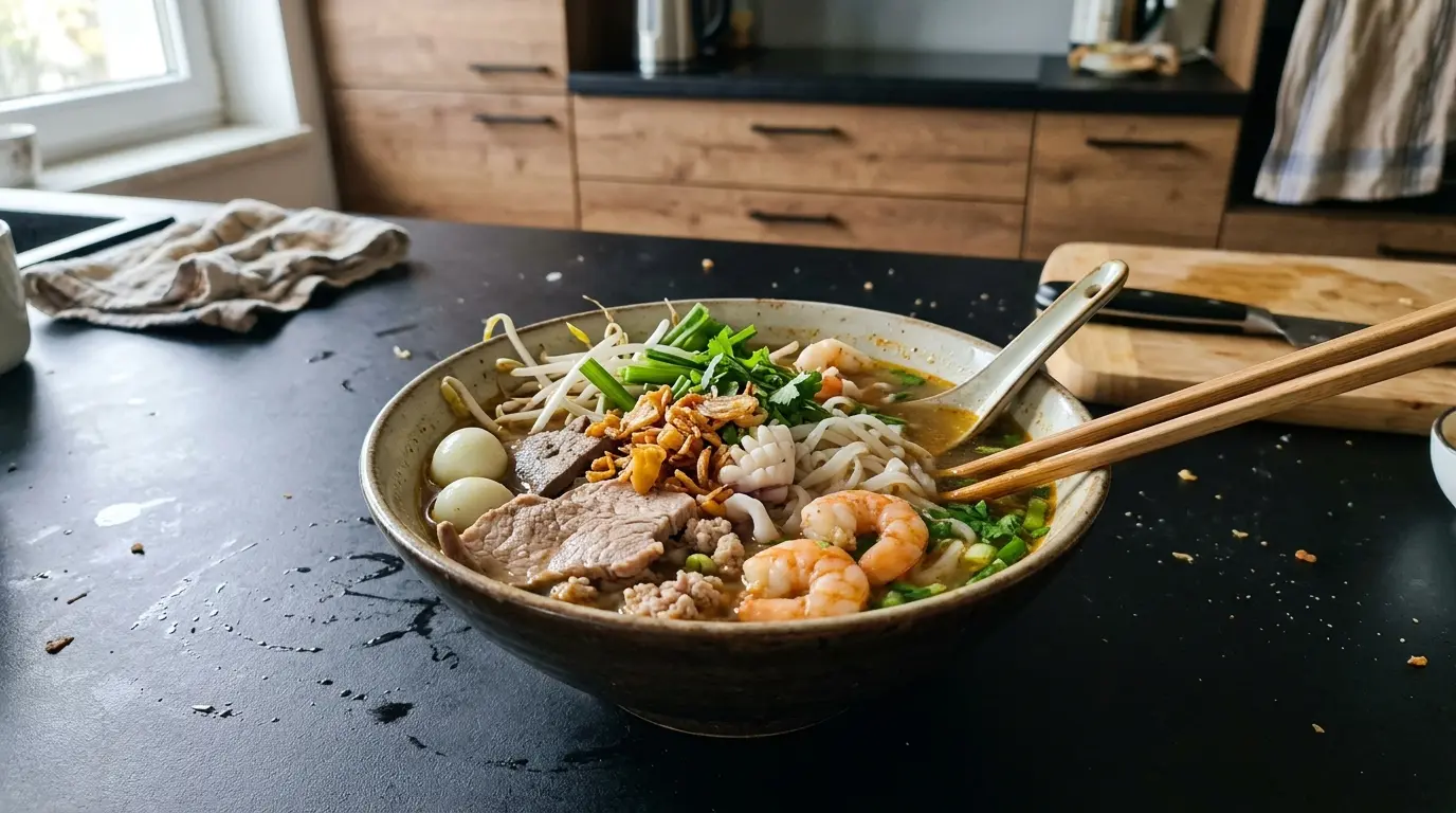 Hu tieu nam vang – wietnamski rosół z wieprzowiną i krewetkami