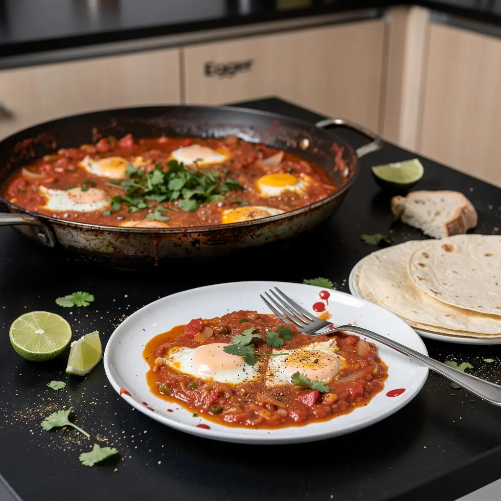 Huevos ahogados – jajka w pikantnym sosie pomidorowym