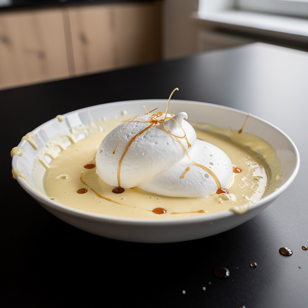 Île flottante – floating island with meringue and vanilla sauce