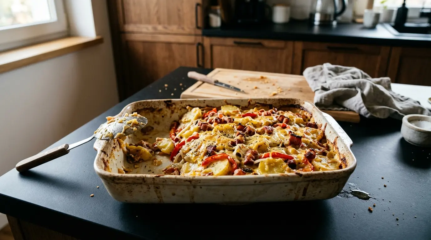 Party potato bake with bacon and cheese