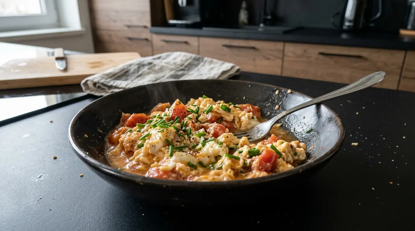 Jajecznica z pomidorami i szczypiorkiem