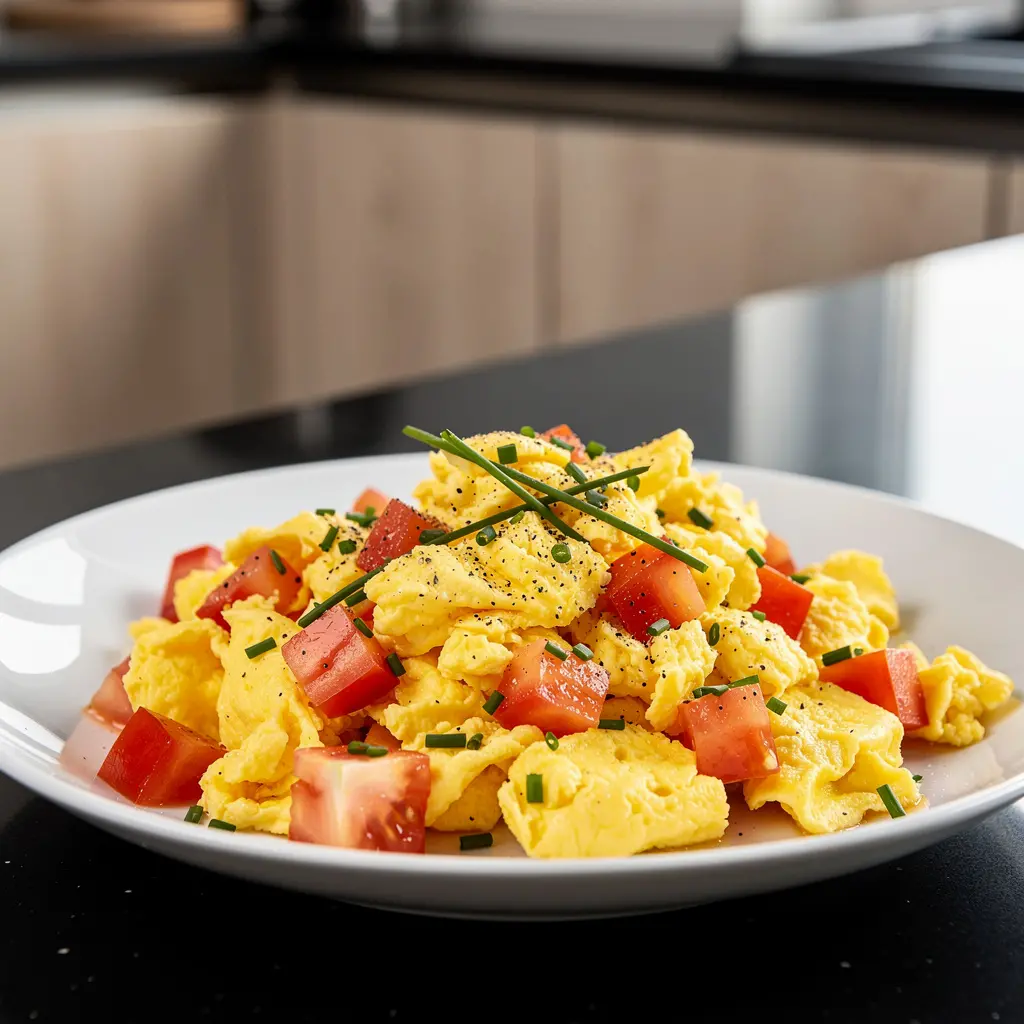 Scrambled Eggs with Tomatoes and Chives