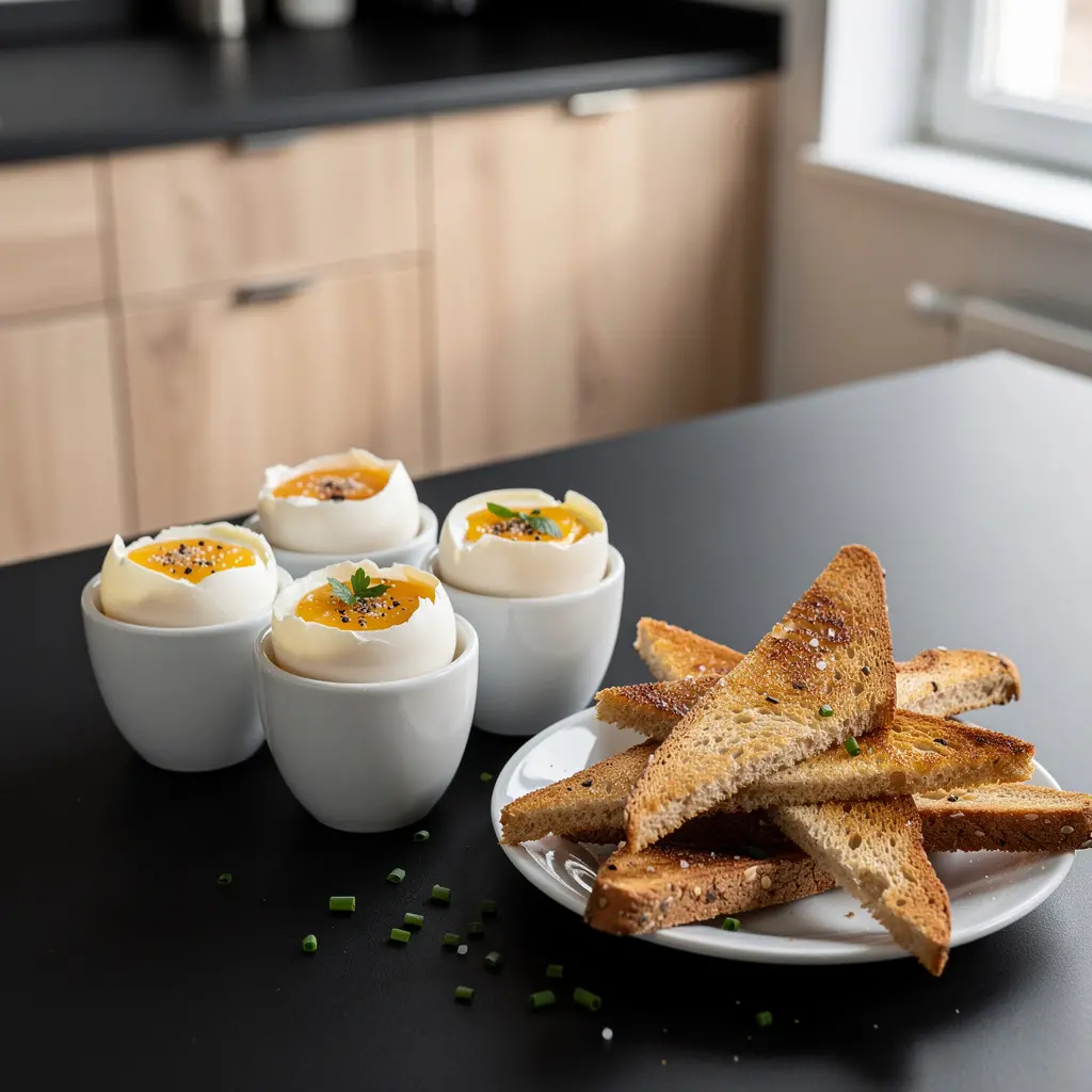 Soft-Boiled Eggs with Garlic Croutons