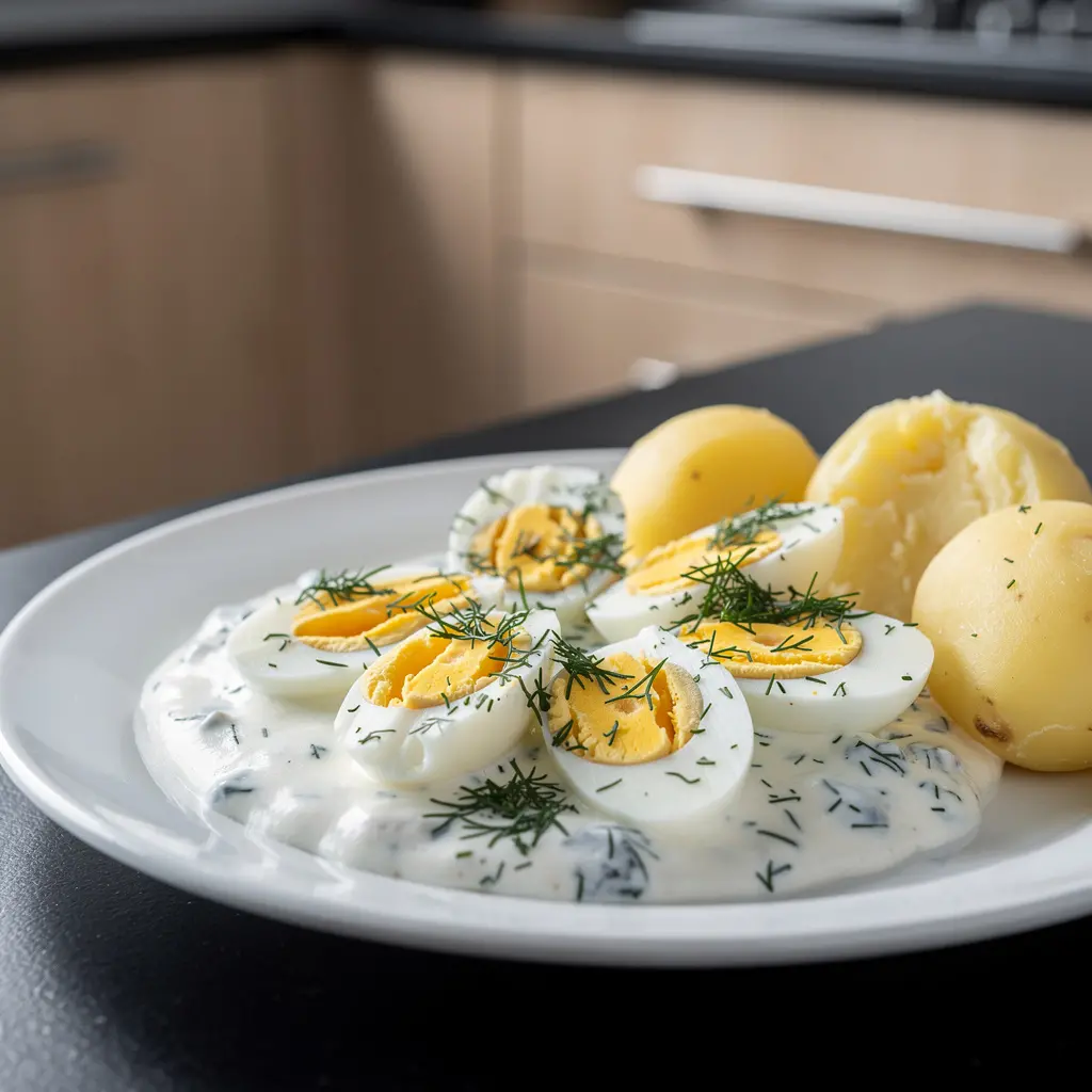 Uova sode in salsa all’aneto