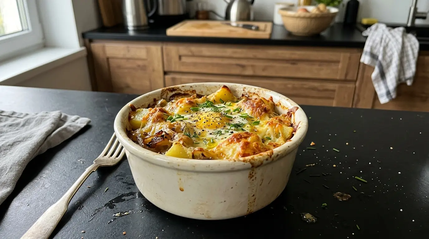 Jajka zapiekane z ziemniakami i serem w kokilkach