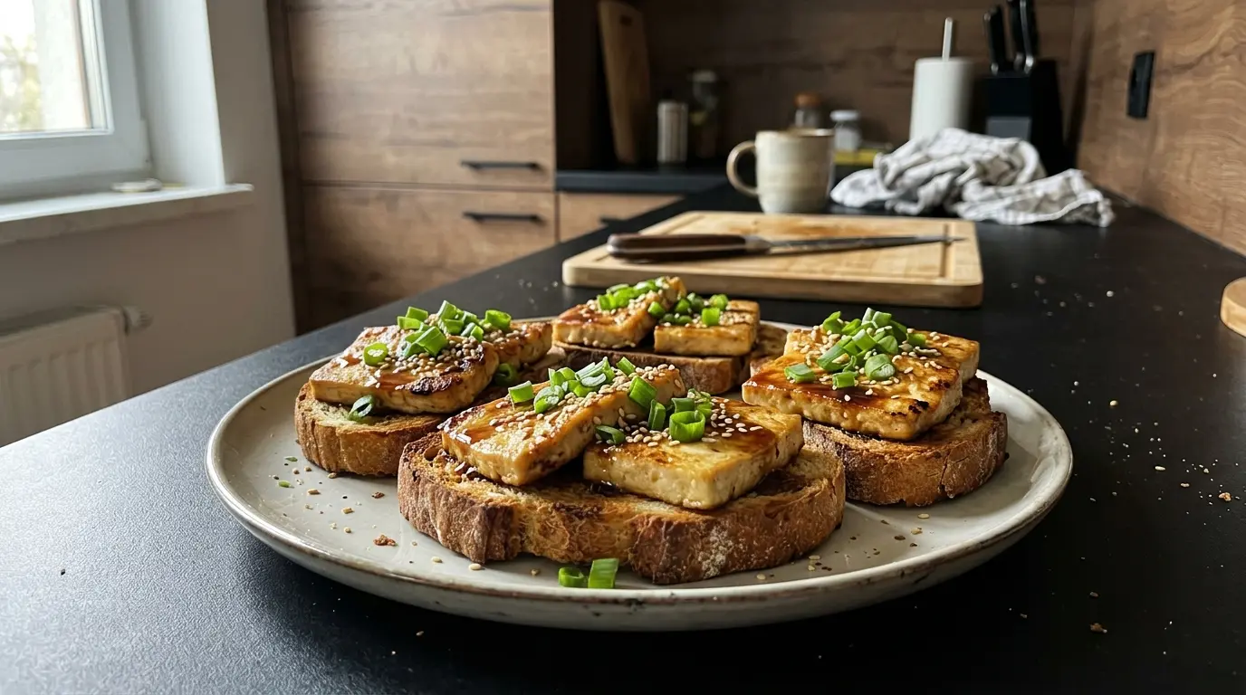 Japońskie grzanki z tofu i sosem sojowo-miodowym