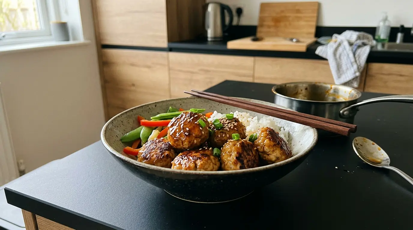 Japońskie klopsiki z indyka w sosie teriyaki