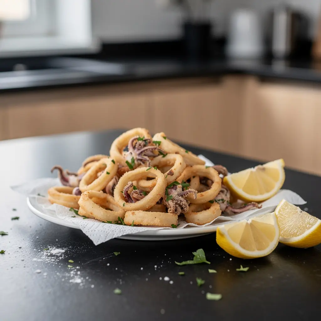 Kalamaria tiganita – chrupiące kalmary po grecku z cytryną