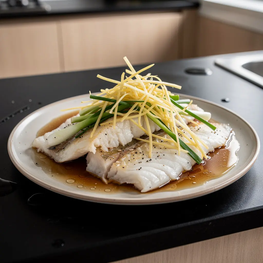 Kantońska ryba na parze z imbirem i dymką