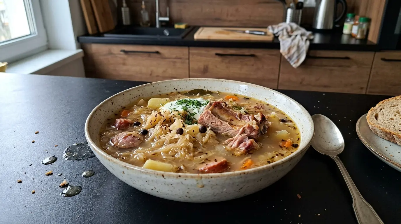 Kapuśniak z kiszonej kapusty na żeberkach