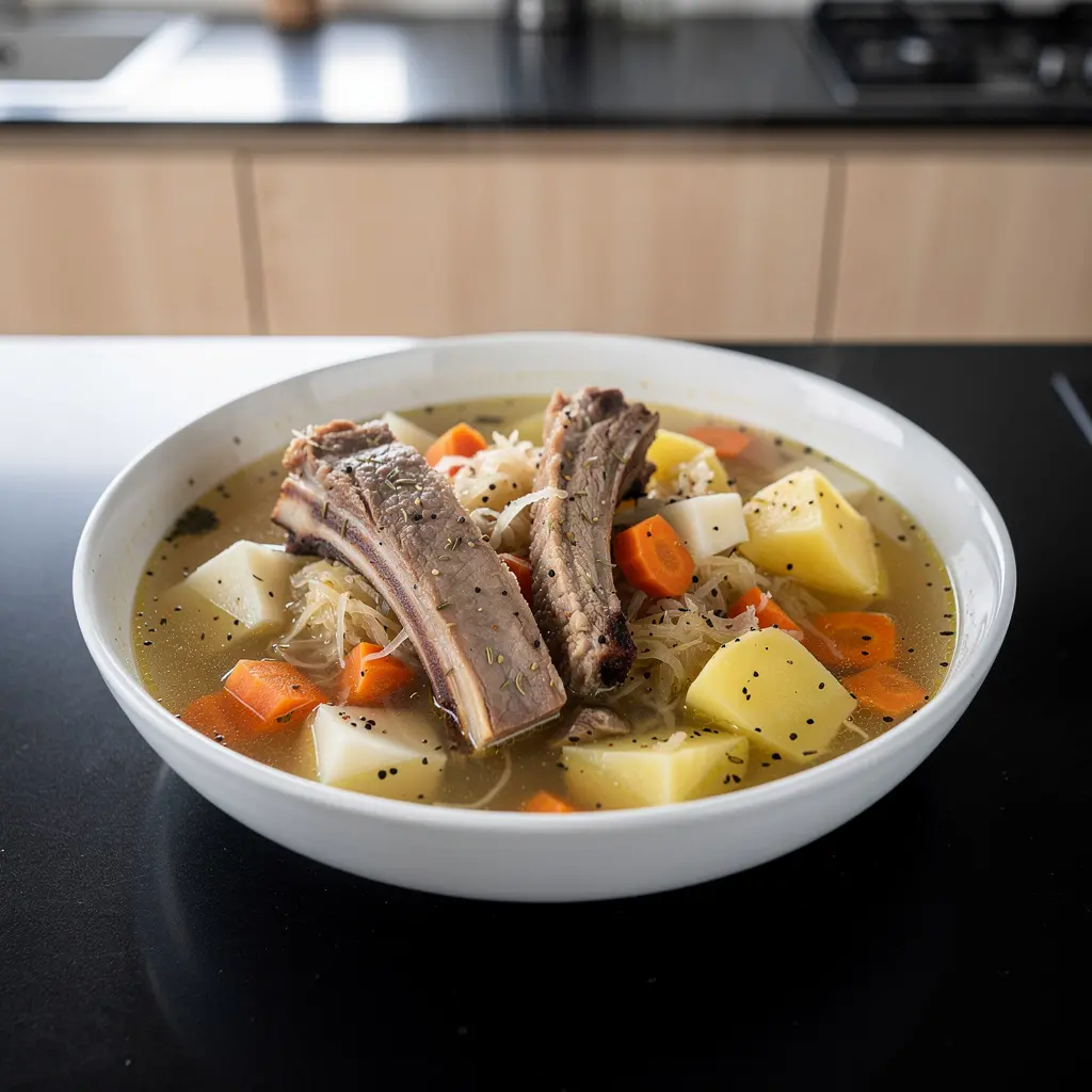 Kapuśniak z kiszonej kapusty na żeberkach