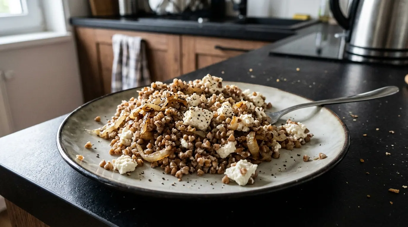 Sarrasin au fromage blanc et oignons