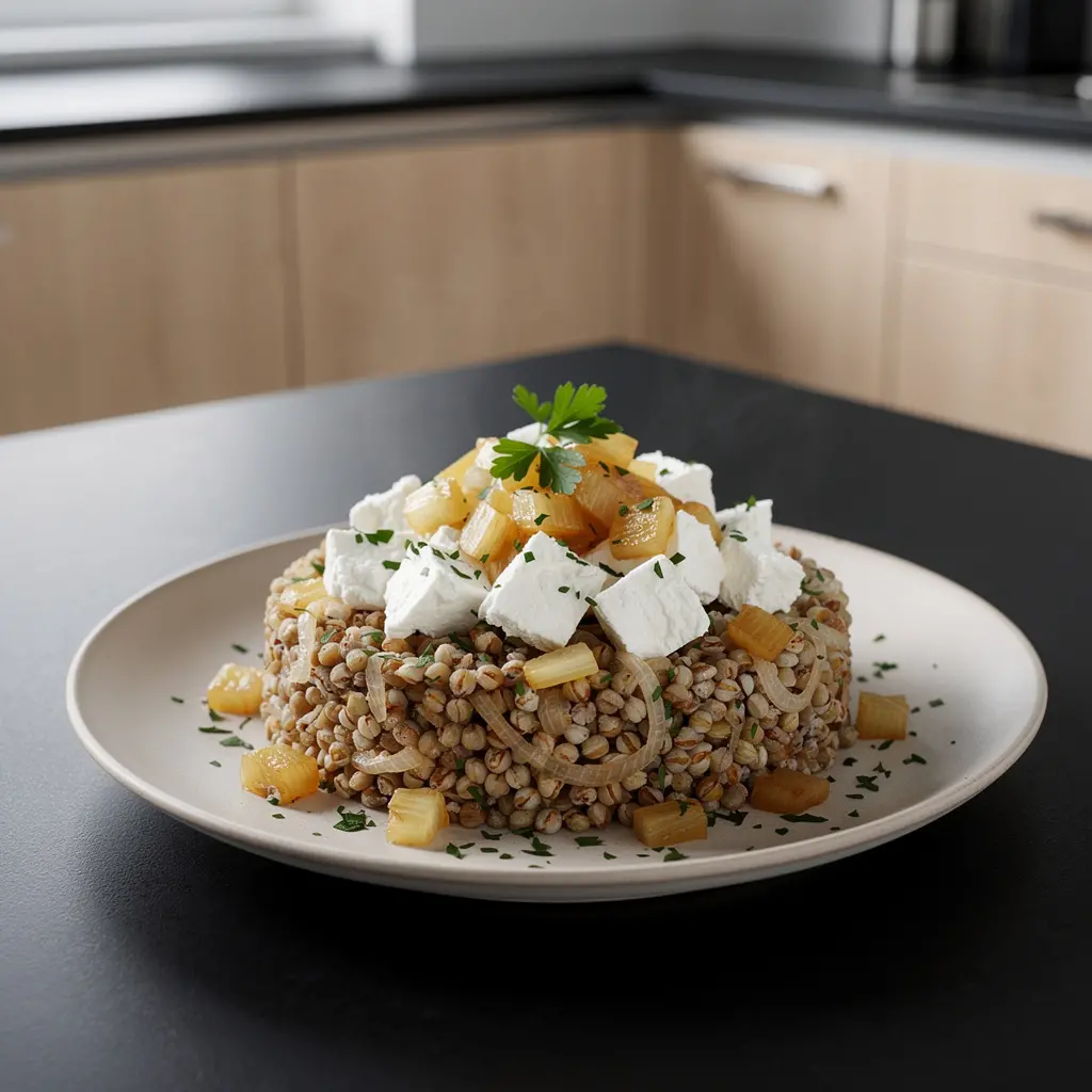 Kasza gryczana z twarogiem i cebulką