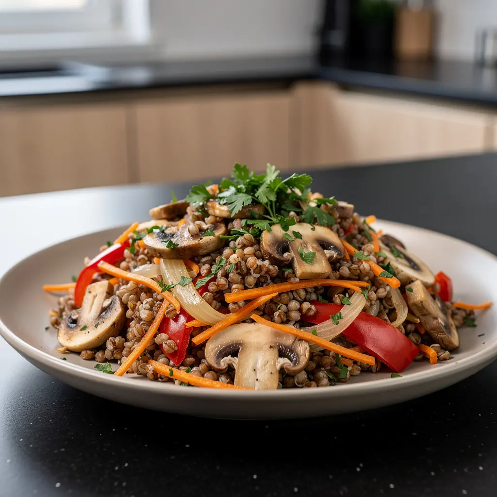 Buckwheat Groats with Vegetables and Mushrooms