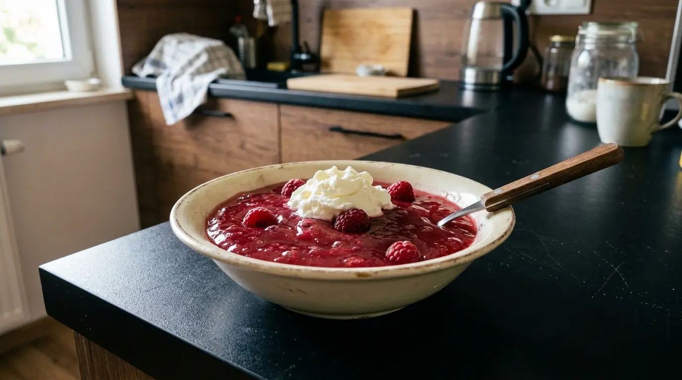 Hausgemachter Himbeer-Kissel aus Saft