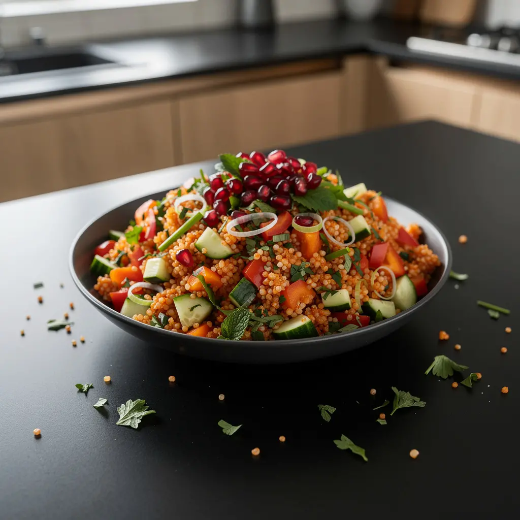 Kısır – sałatka z bulguru z warzywami i granatem