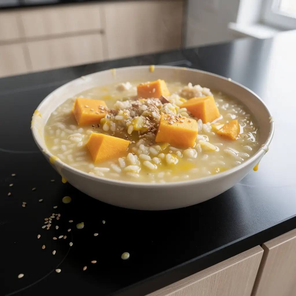Kleik ryżowy congee z dynią na słodko