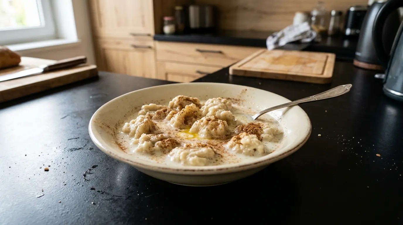 Kluski kładzione na mleku z cynamonem