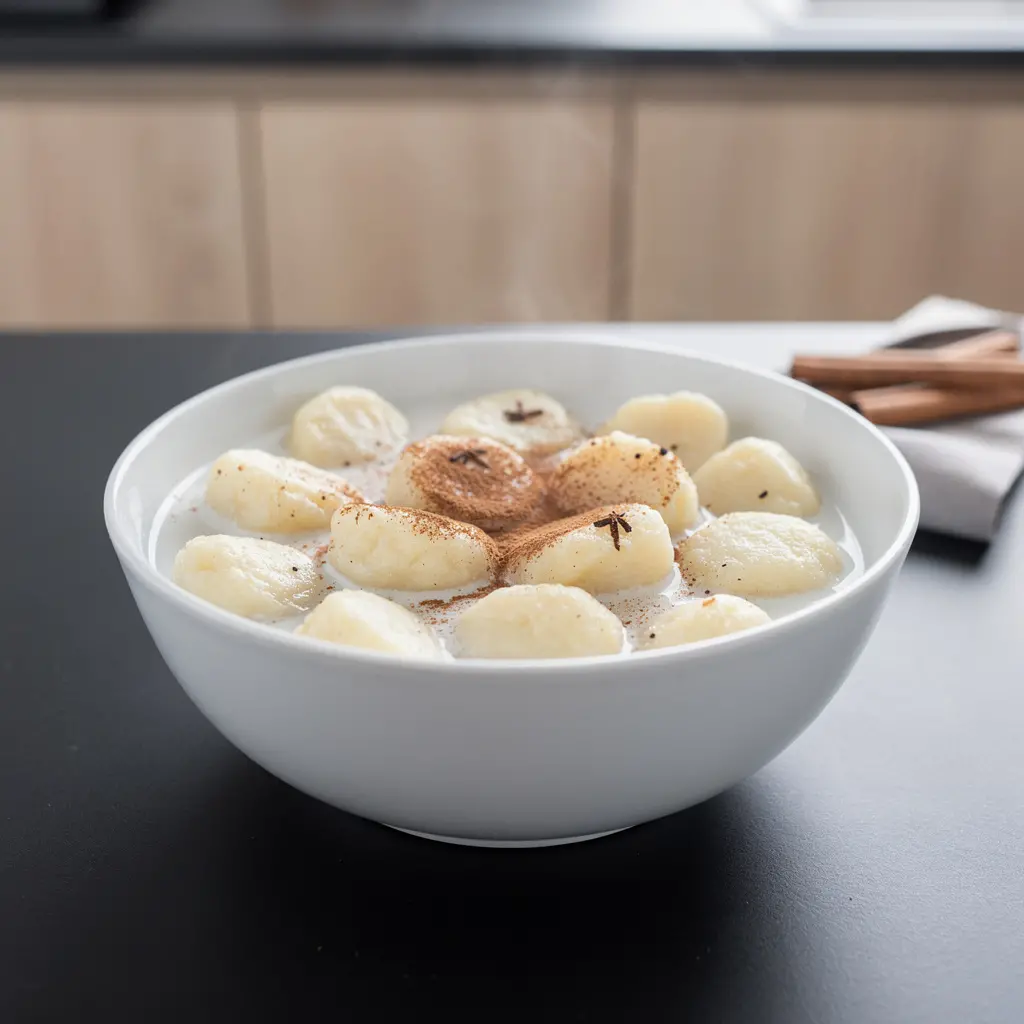 Kluski kładzione na mleku z cynamonem