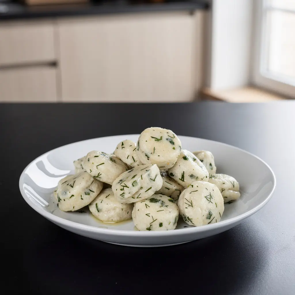 Kluski kładzione z koperkiem do zupy lub sosu