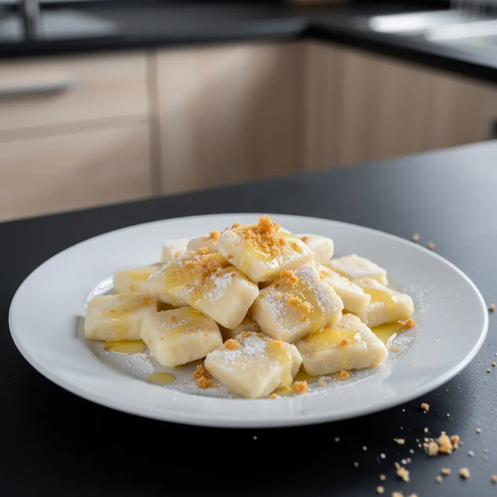 Lazy dumplings with butter and sugar