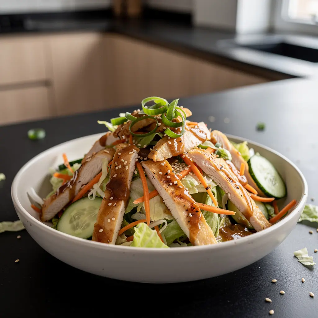 Koreańska sałatka z kurczakiem i sezamowym sosem