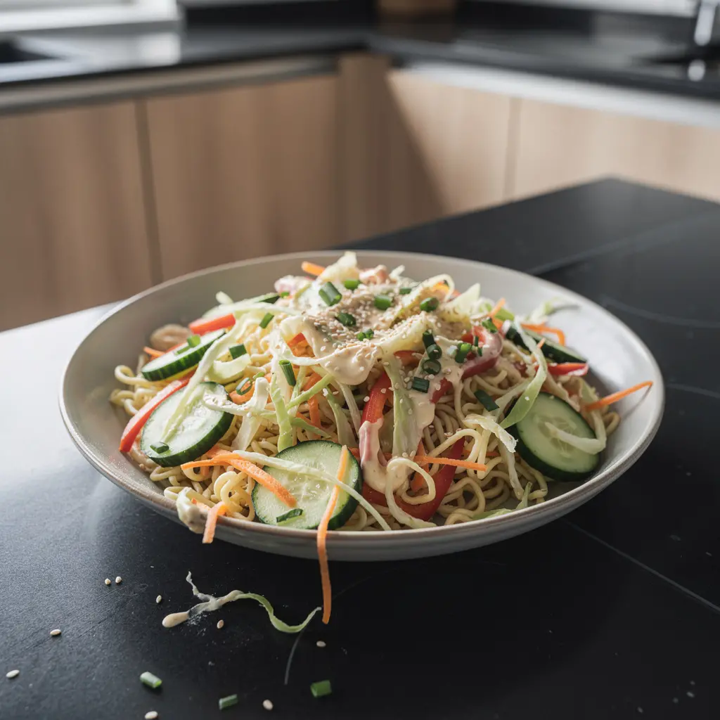 Korean Ramen Noodle Salad with Vegetables