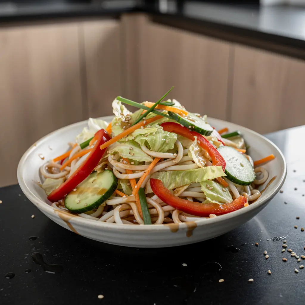 Korean Rice Noodle Salad with Sesame Dressing