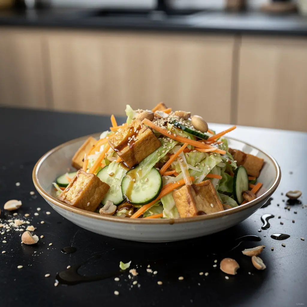 Salade coréenne au tofu, chou pe-tsaï et arachides
