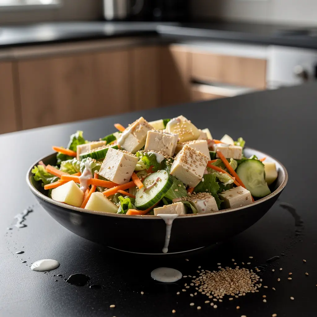 Koreańska sałatka z tofu, sezamem i jabłkiem