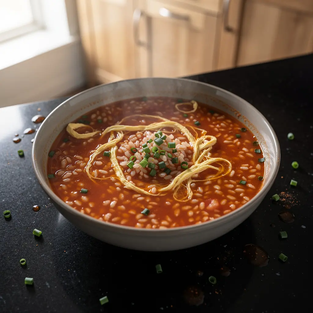 Korean Tomato Soup with Rice and Egg