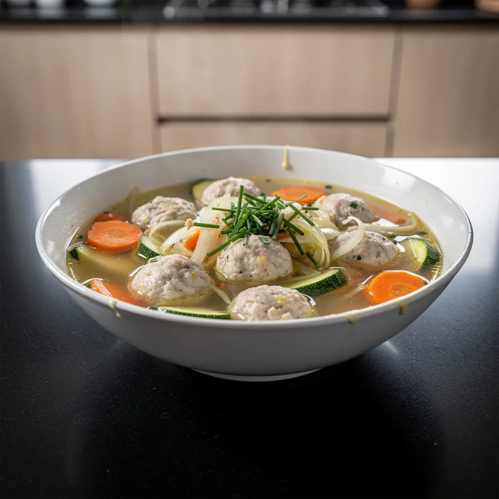 Korean Fish Meatball Soup with Vegetables
