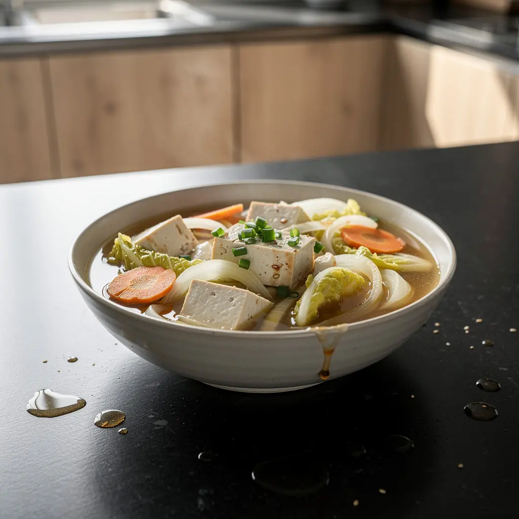 Koreańska zupa z tofu i kapustą pekińską