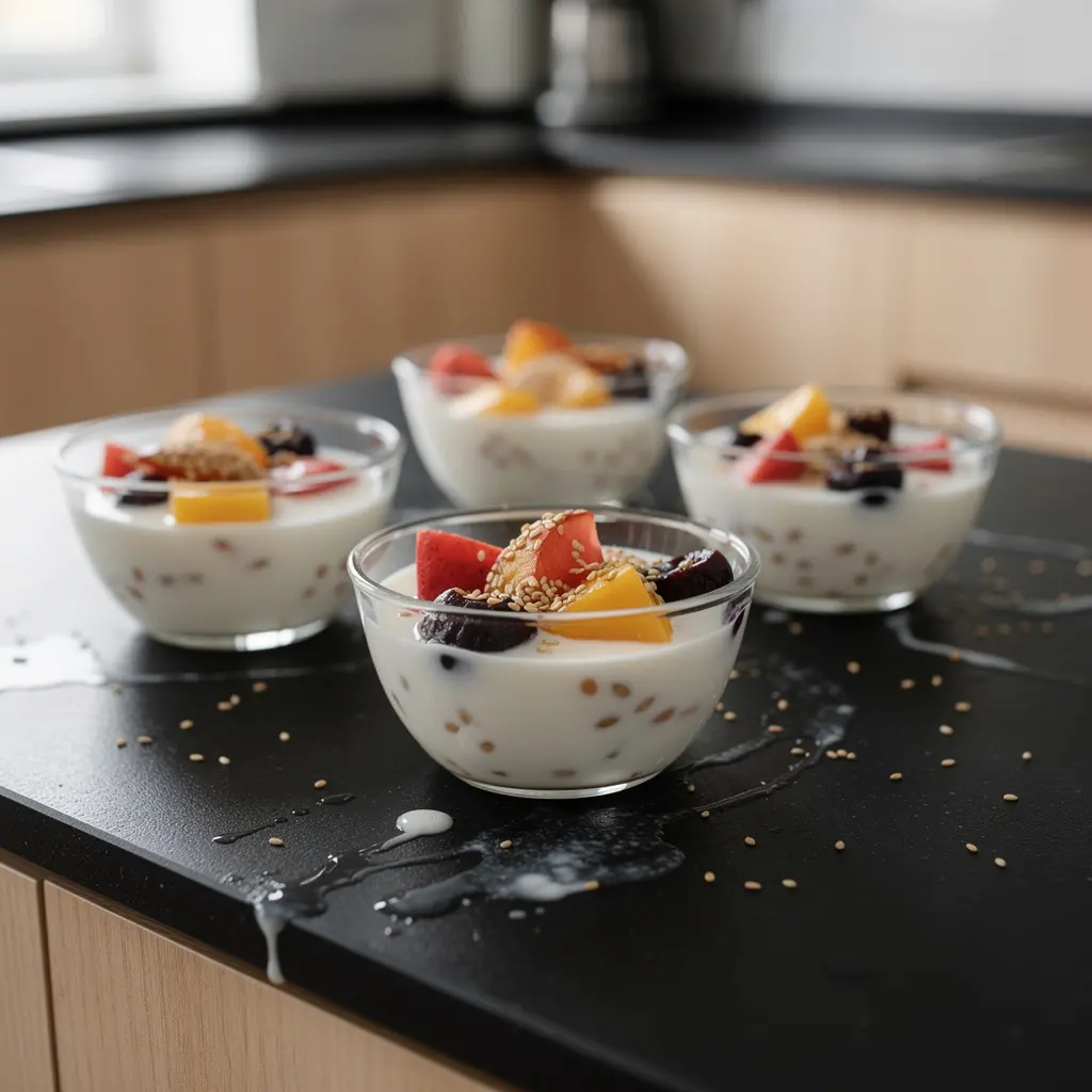 Korean Milk Dessert with Gelatin and Sesame